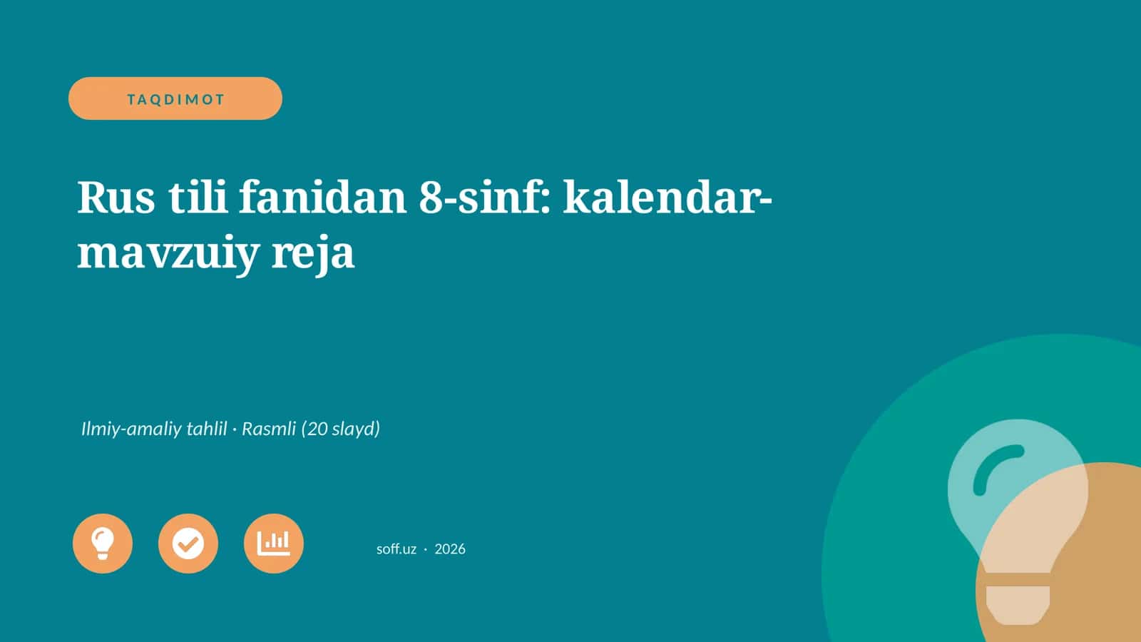 Rus tili fanidan 8-sinf: kalendar-mavzuiy reja