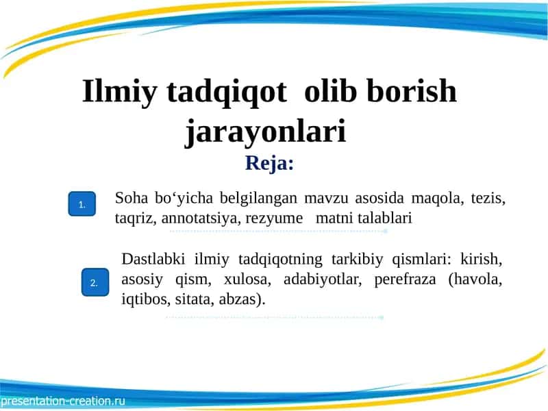 Ilmiy tadqiqot olib borish jarayonlari