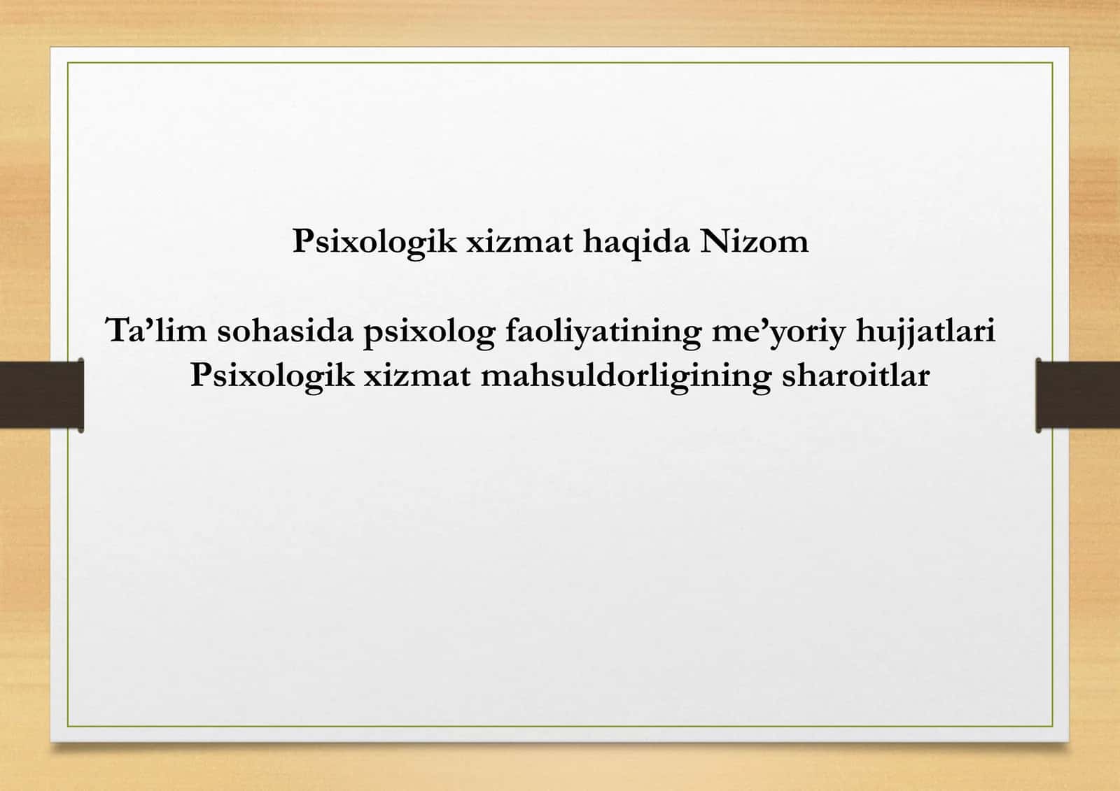 Psixologik xizmat haqida Nizom