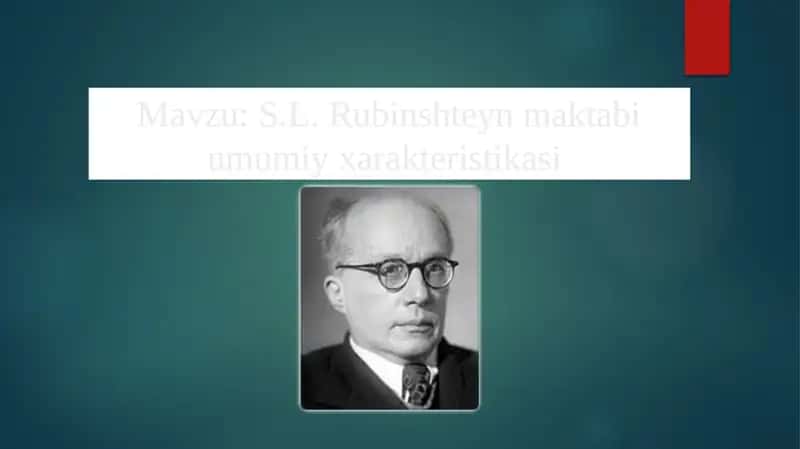 S.L.Rubinshteyn maktabi umumiy xarakteristikasi