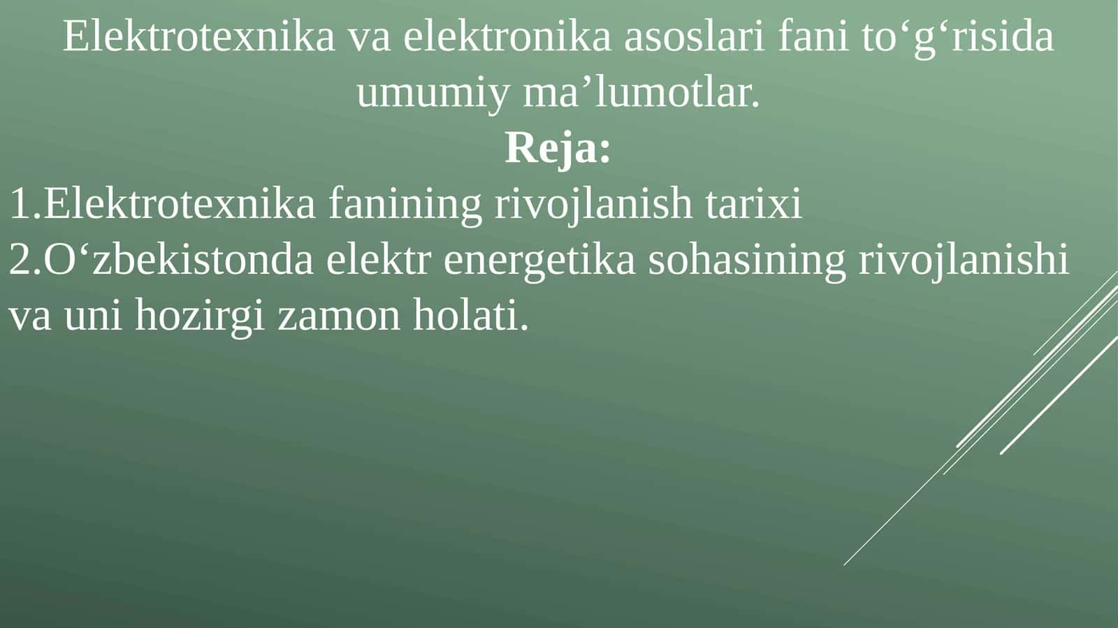 Elektrotexnika va elektronika asoslari fani