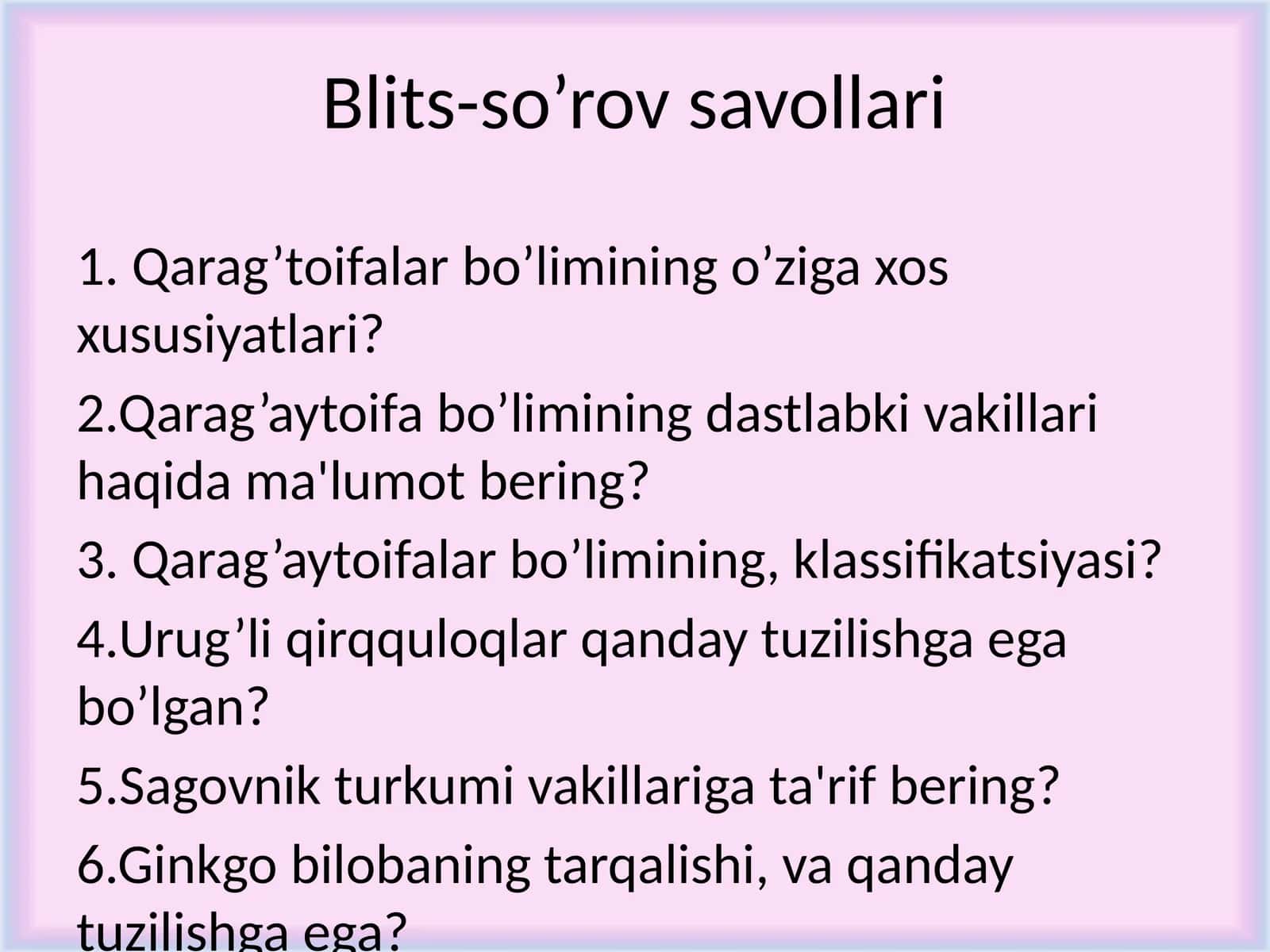 Blits-so’rov savollari