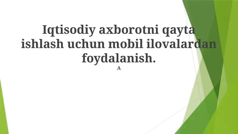 Mobil Ilovalar Iqtisodiy Ma'lumotlar