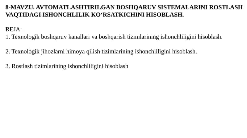 AVTOMATLASHTIRILGAN BOSHQARUV SISTEMALARI