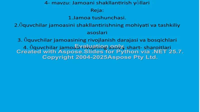 Jamoani shakllantirish yõllari