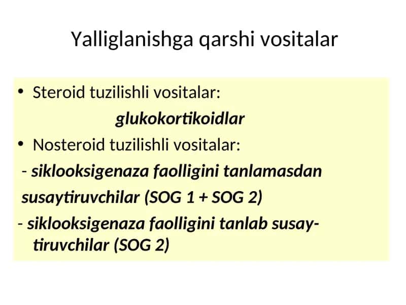 Steroid tuzilishli vositalar