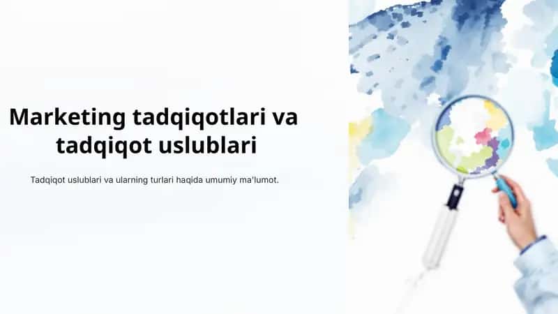Marketing tadqiqotlari vatadqiqot uslublari