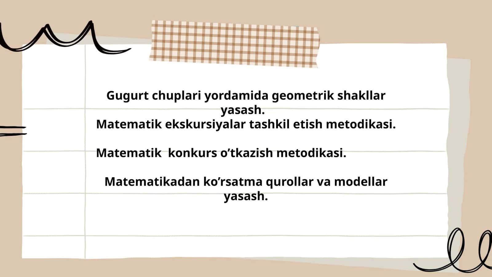 Matematikadan ko’rsatma qurollar va modellar yasash