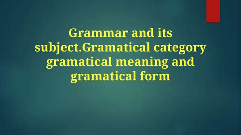 Grammatik toifalar: Umumiy ma'lumot