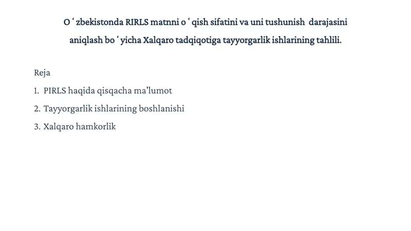 PIRLS Taqdimoti