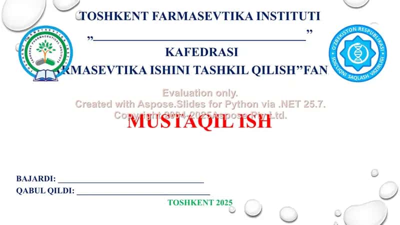 9. Markaziy Osiyo davlatlarida farmatsiyaning rivojlanishi. Taqdimot 13 bet.