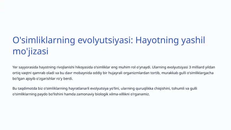 O'simliklarning evolyutsiyasi