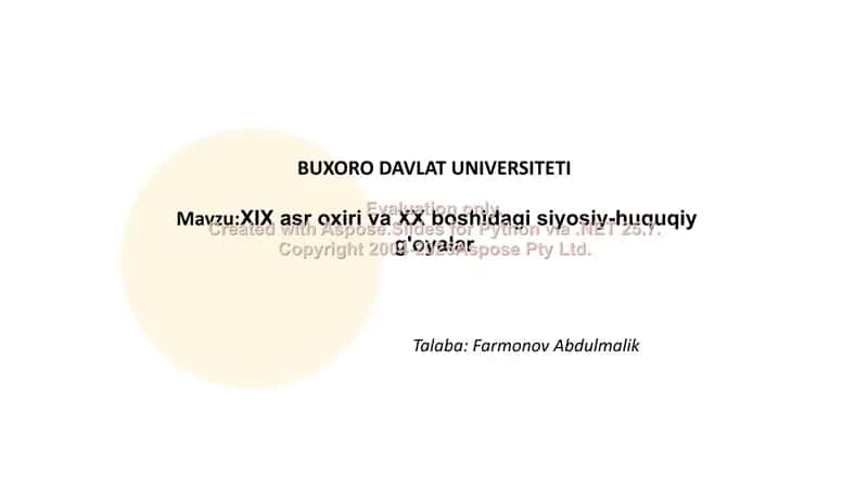 XIX asr oxiri va XX boshidagi siyosiy-huquqiy g'oyalar