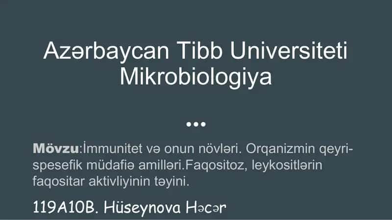 Azərbaycan Tibb Universiteti Mikrobiologiya