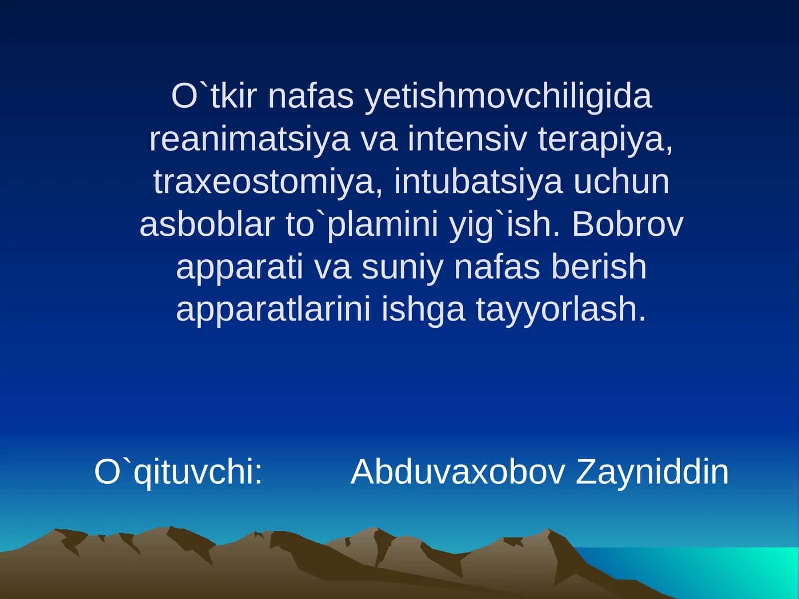 Sun’iy ventilatsiya apparatining tuzilishi