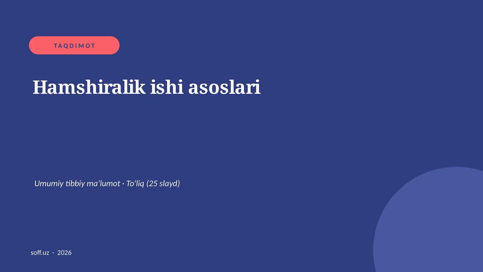 Hamshiralik ishi asoslari