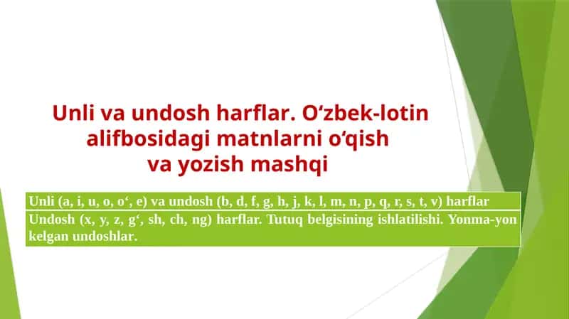 Unli va undosh harflar