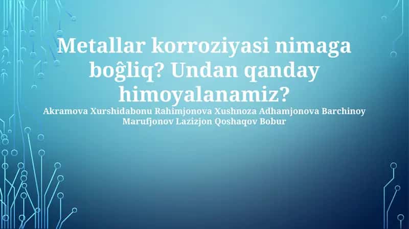 Metallarning korroziyasi