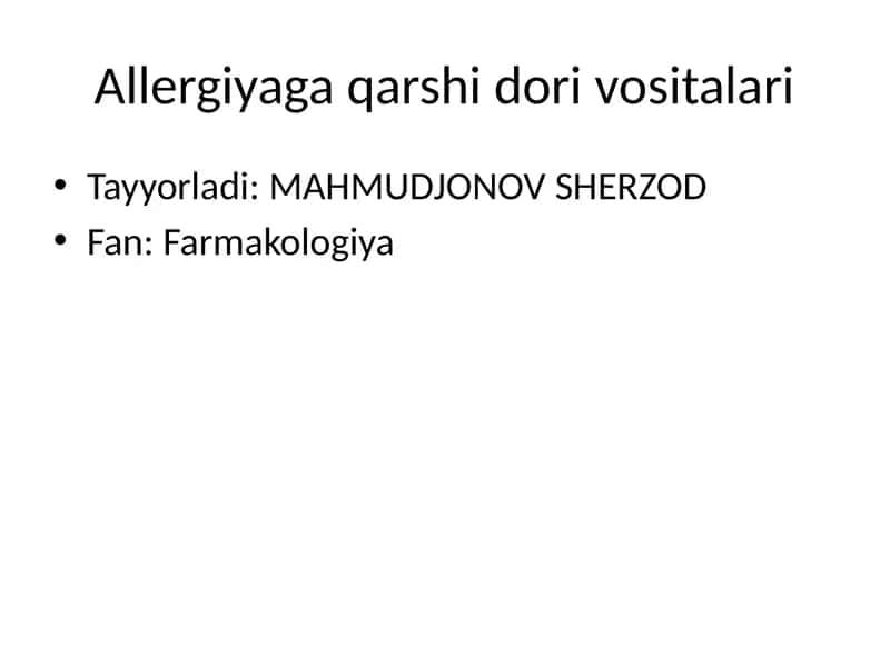 Allergiyaga qarshi dori vositalari