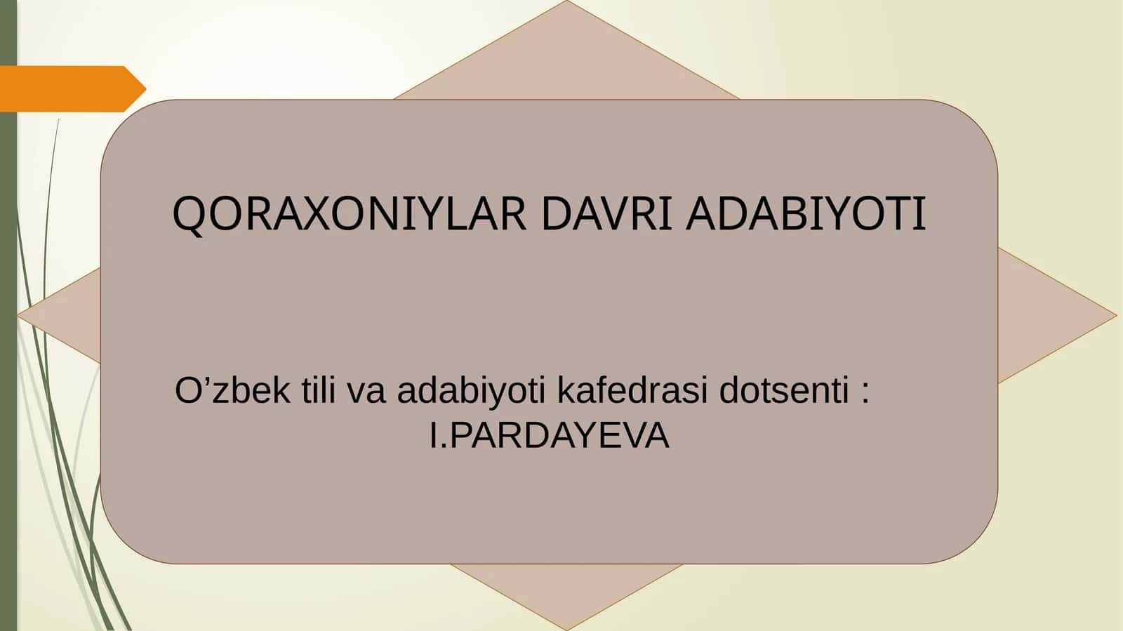 QORAXONIYLAR DAVRI ADABIYOTI