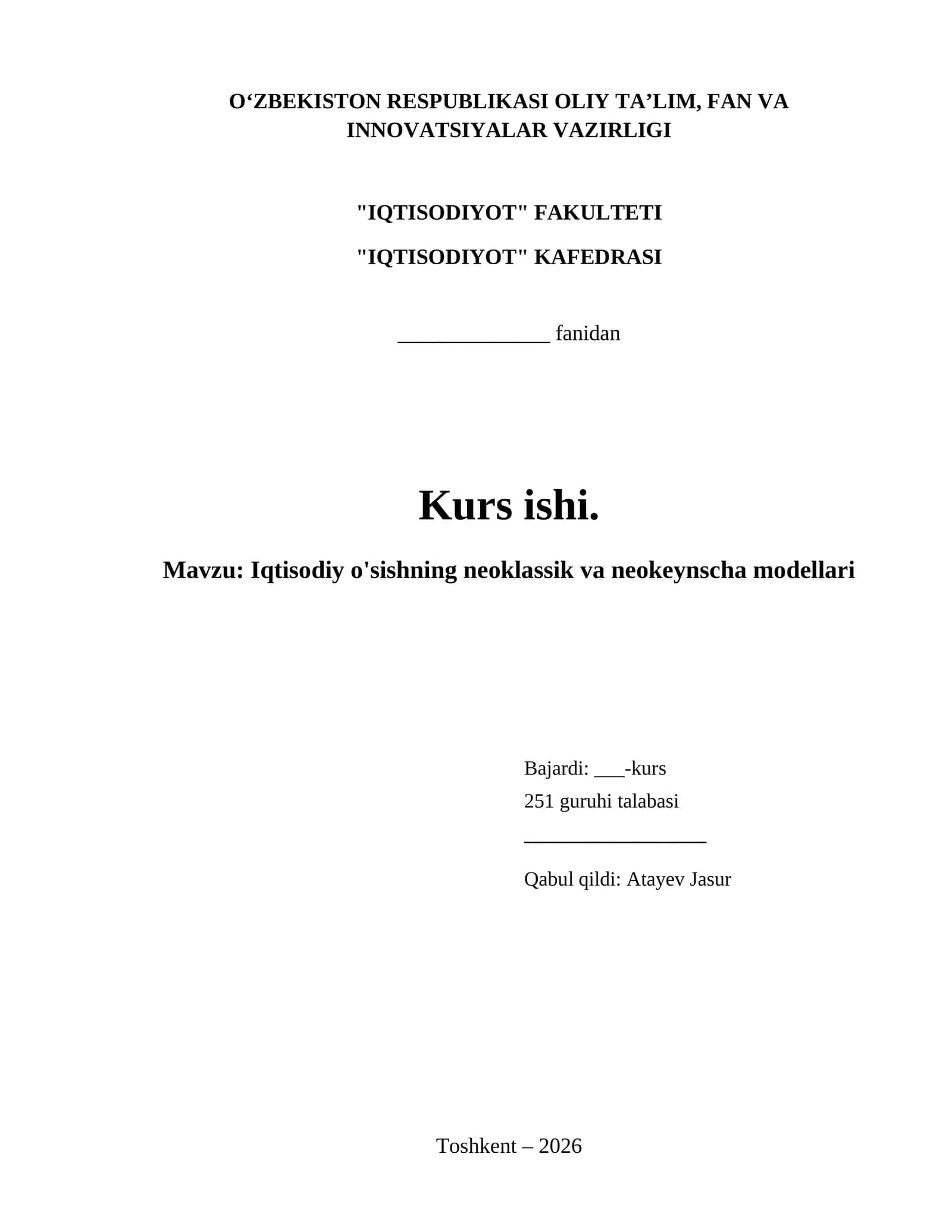 Iqtisodiy o'sishning neoklassik va neokeynscha modellari