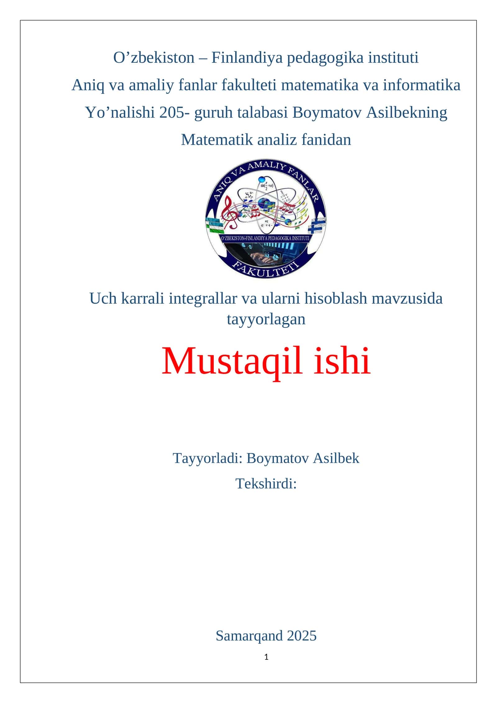 Uch karrali integrallar