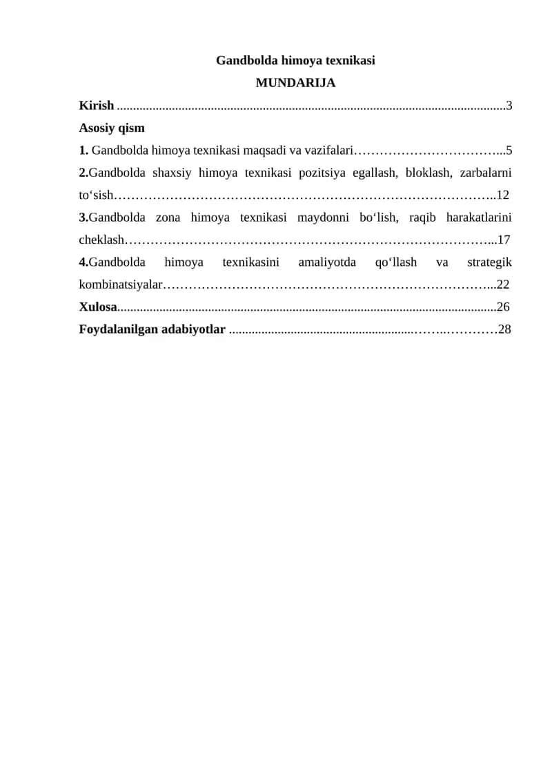Gandbolda himoya texnikasi