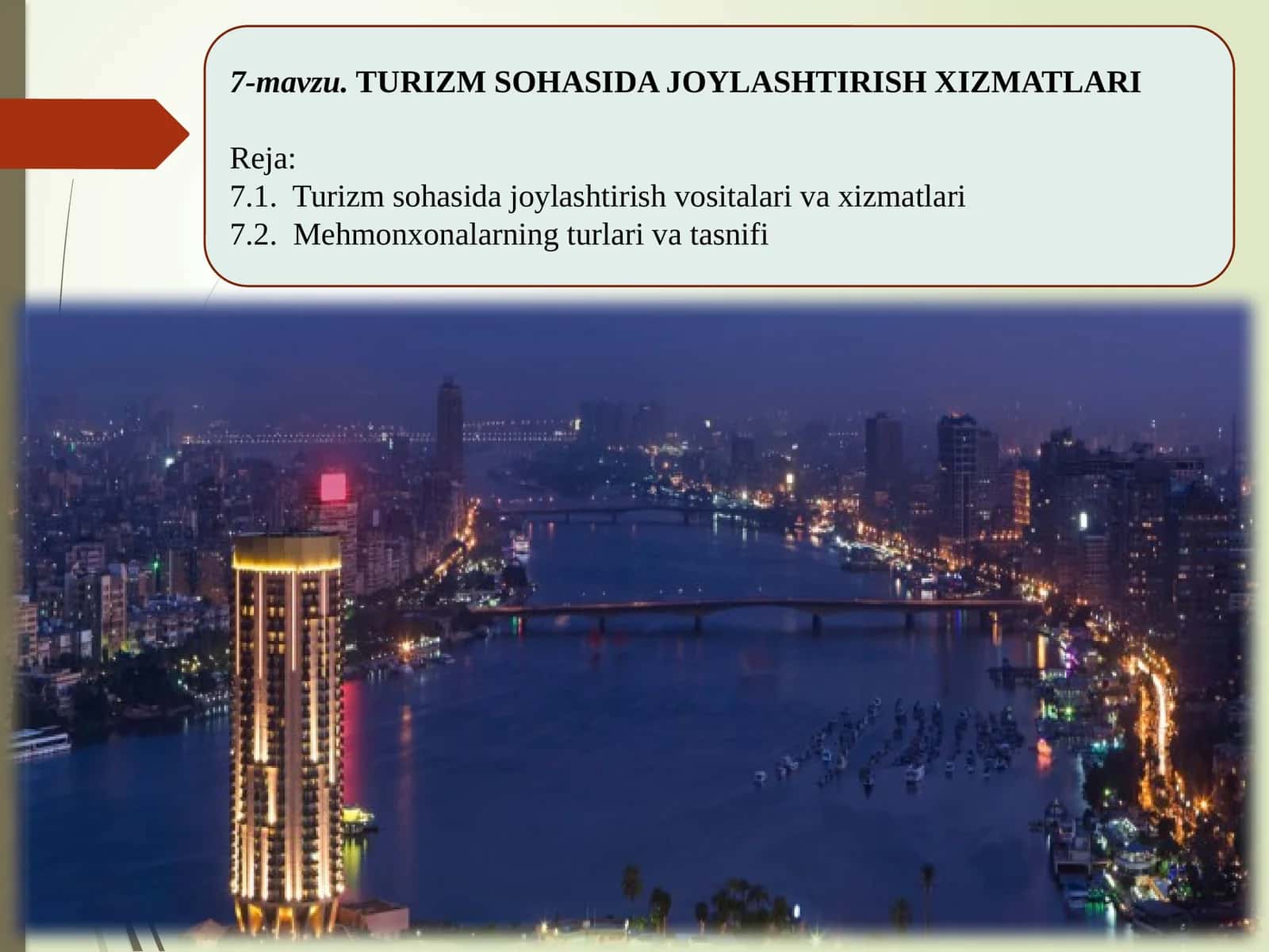 TURIZM SOHASIDA JOYLASHTIRISHXIZMATLARI