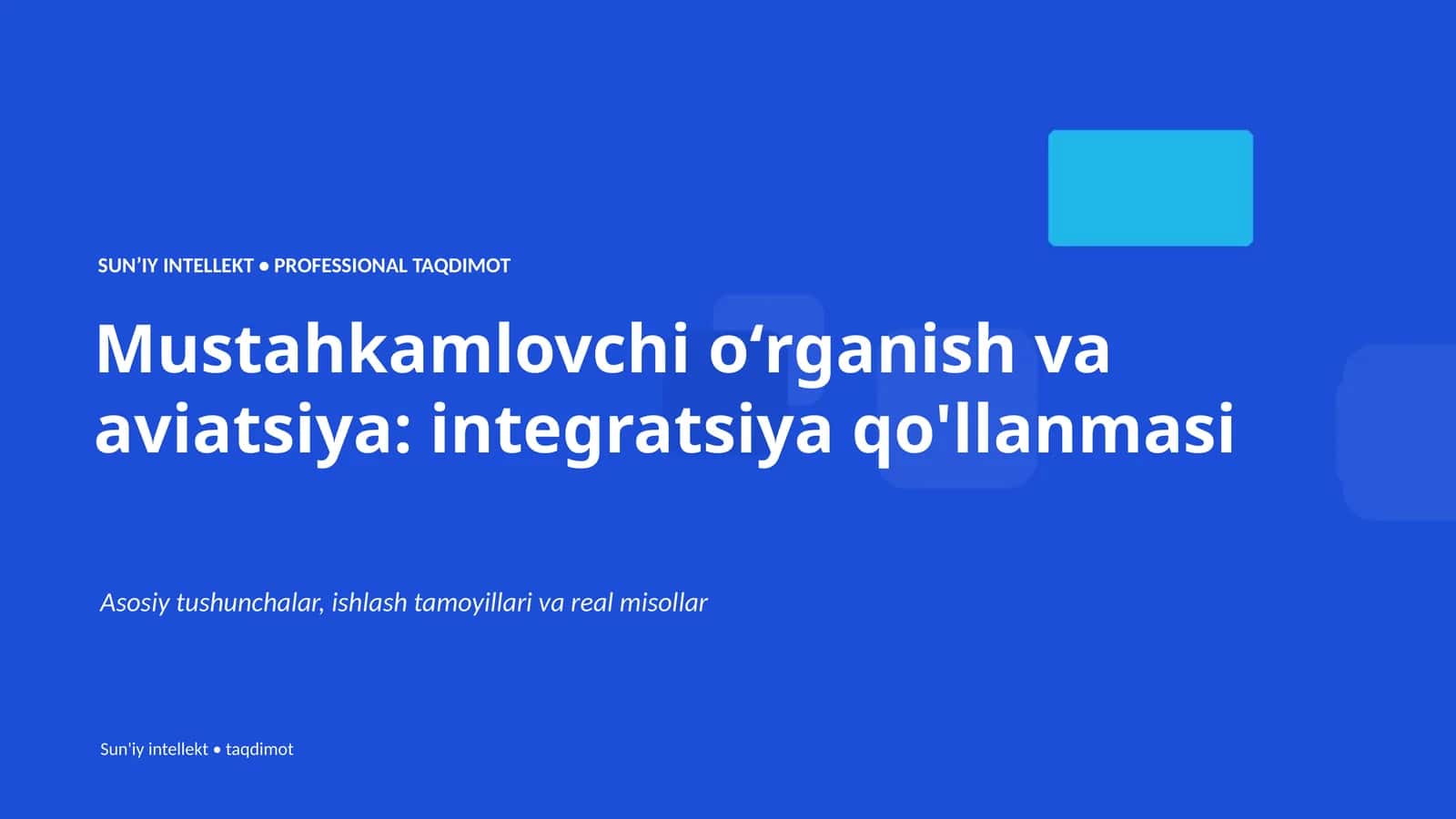 Mustahkamlovchi oʻrganish va aviatsiya: integratsiya qo'llanmasi