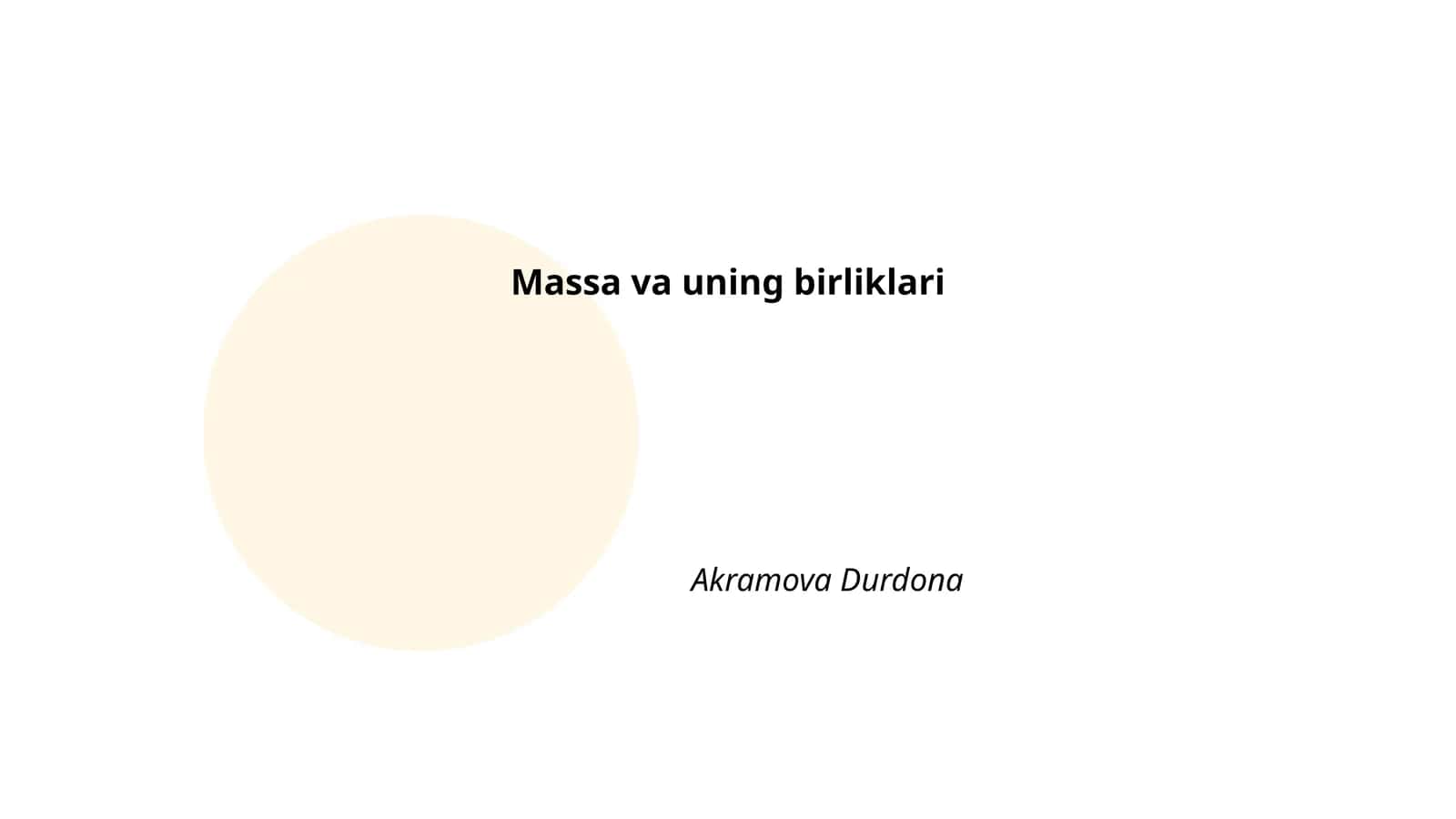 Massa va uning birliklari
