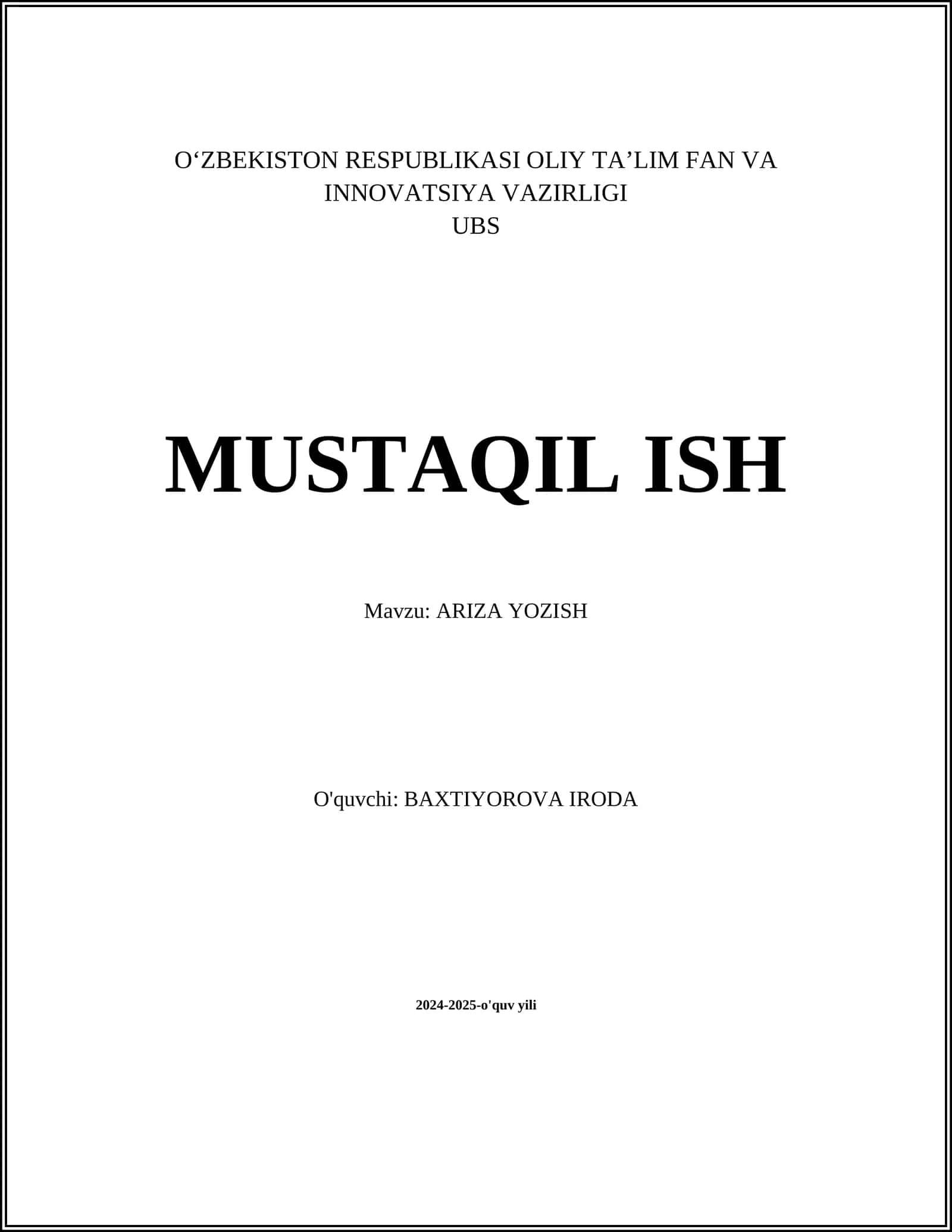 ARIZA YOZISH