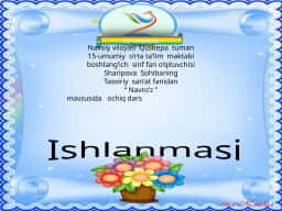 “ Navro’z ” mavzusida ochiq dars Ishlanmasi