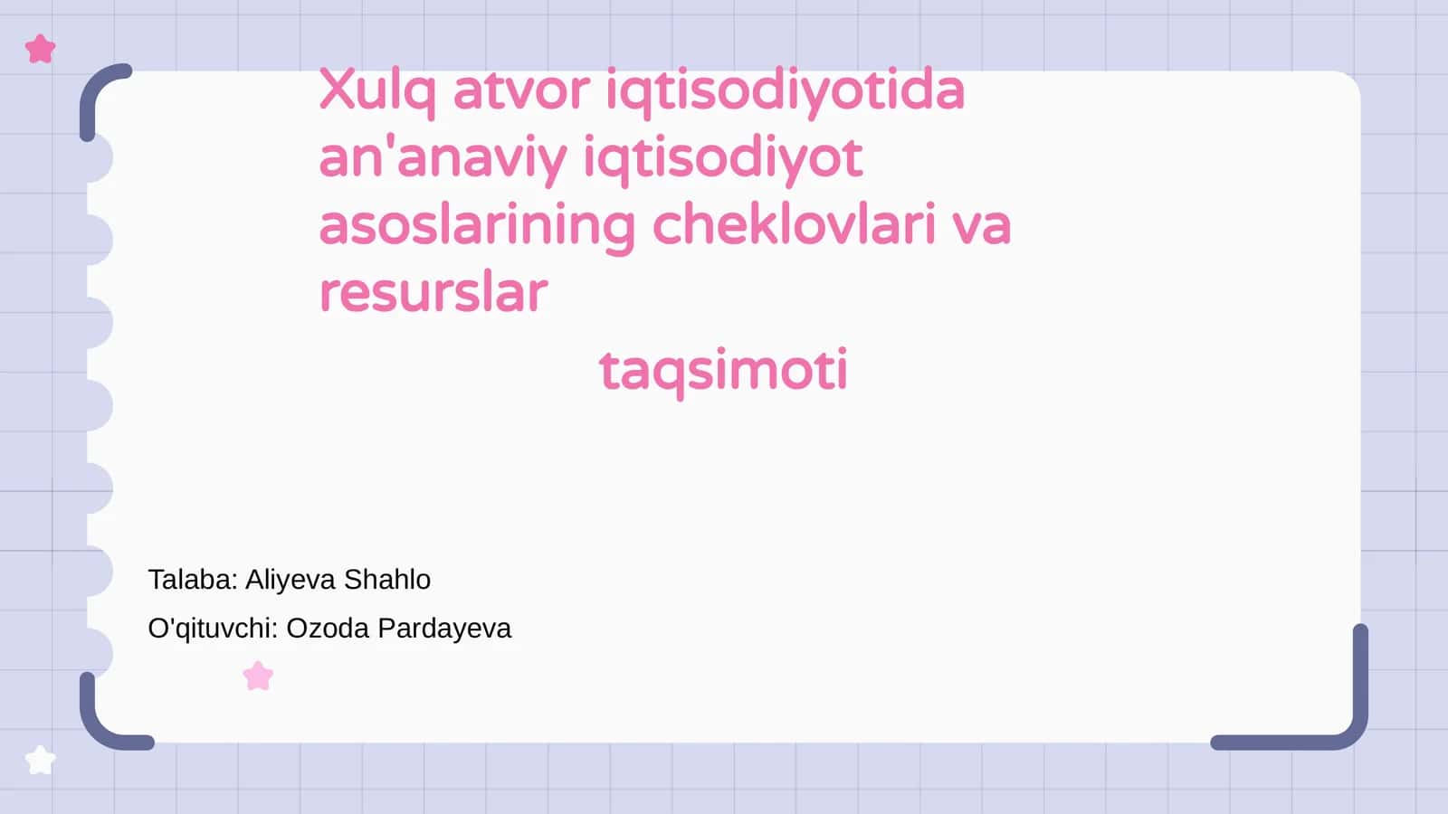 Xulq atvori iqtisodiyotida an'anaviy iqtisodiyot asoslarining cheklovlari va resurslar taqsimoti