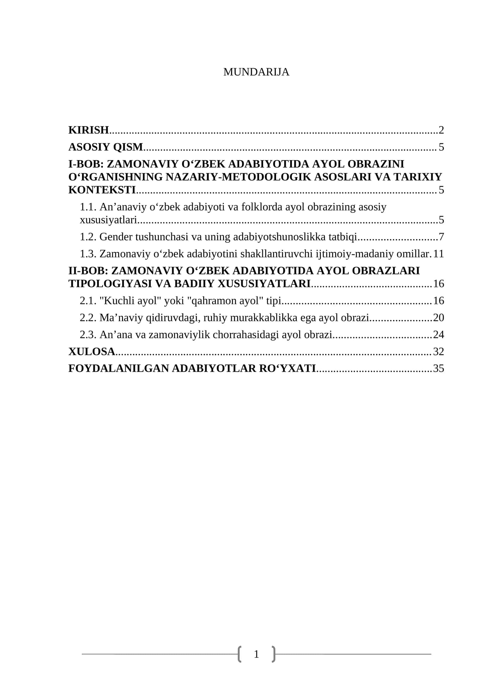 Zamonaviy Oʻzbek Adabiyotida Ayol Obrazlari Tipologiyasi va Badiiy Xususiyatlari