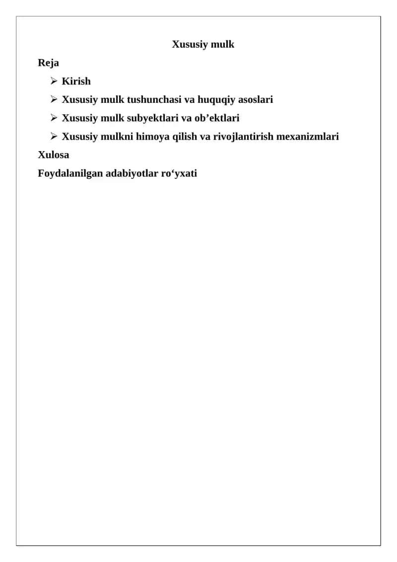 Xususiy mulk