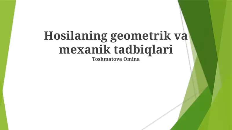 Hosilaning geometrik va mexanik tadbiqlari