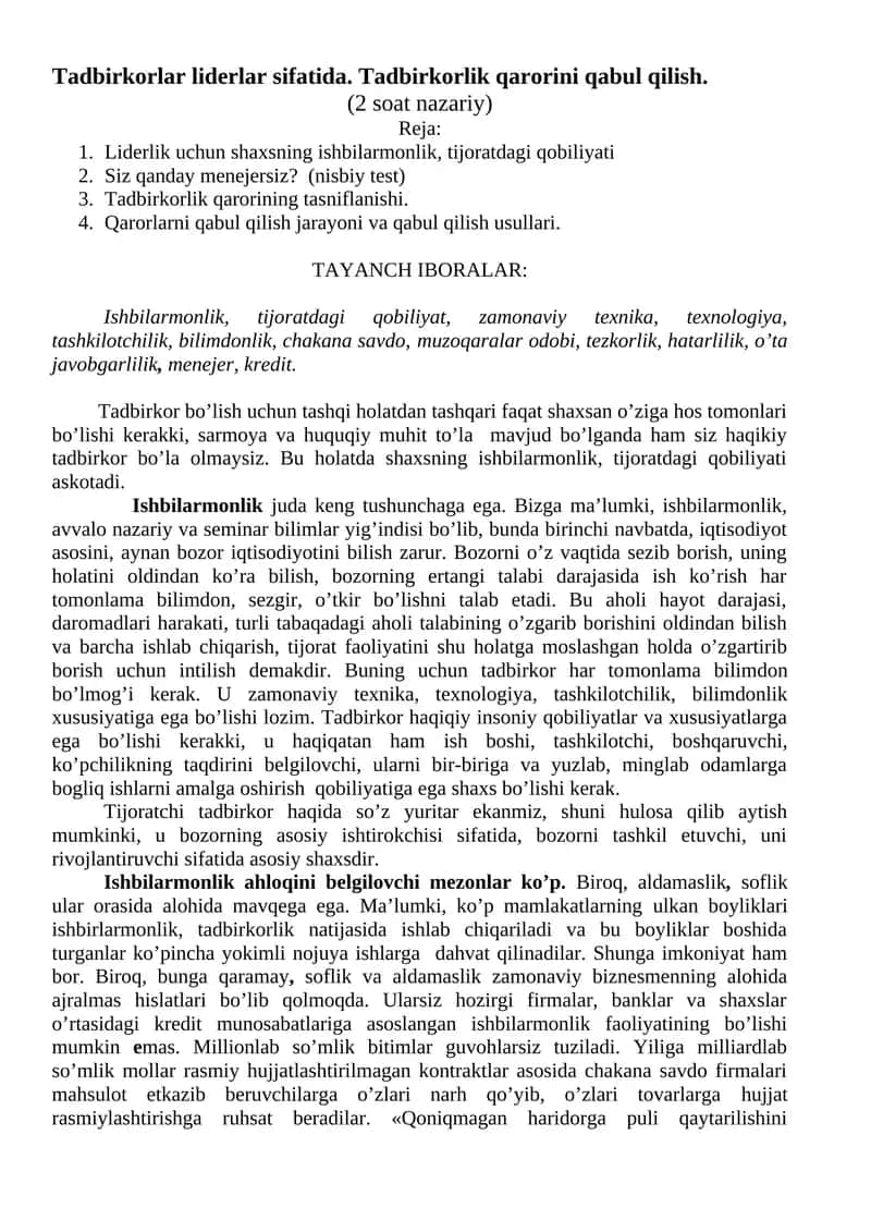 Tadbirkorlik