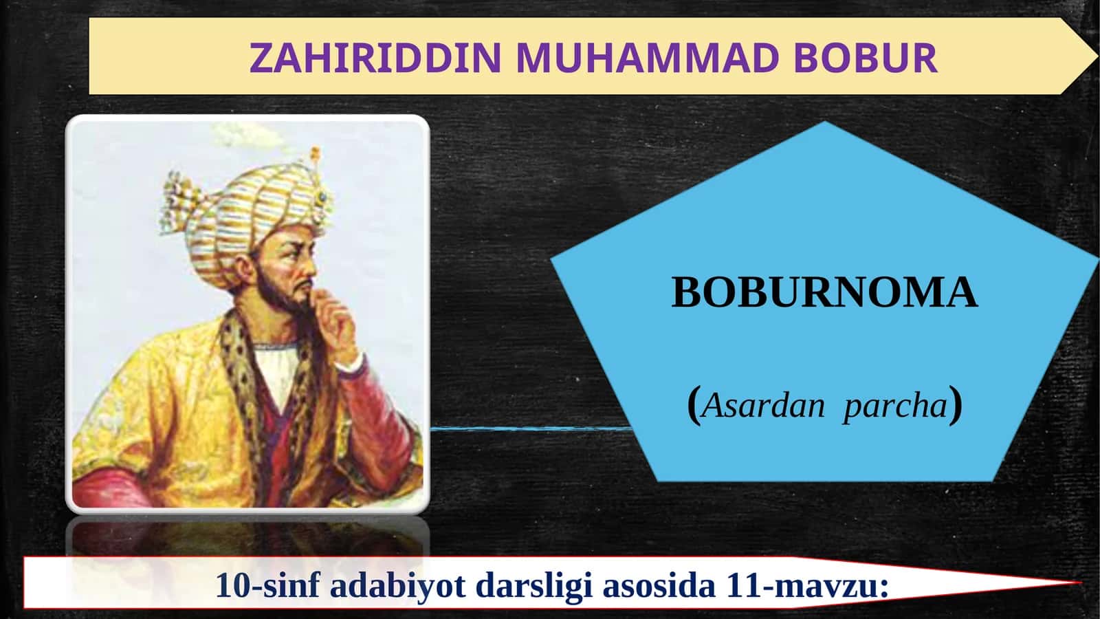 10-sinf Adabiyot fanidan Z. M. Boburning Boburnoma asari dars taqdimot