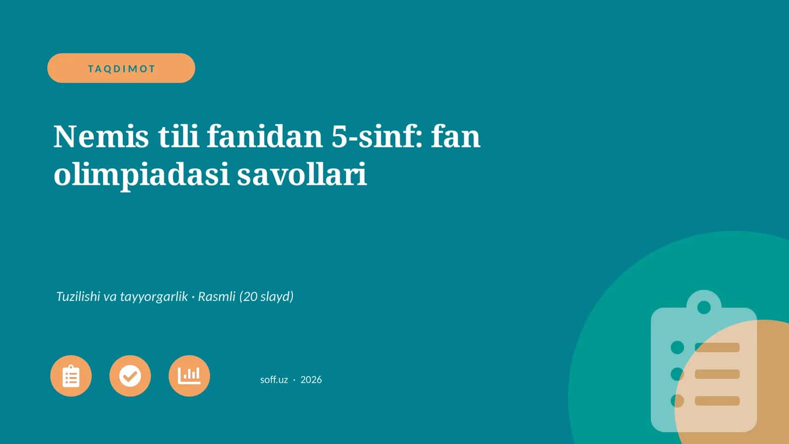 Nemis tili fanidan 5-sinf: fan olimpiadasi savollari