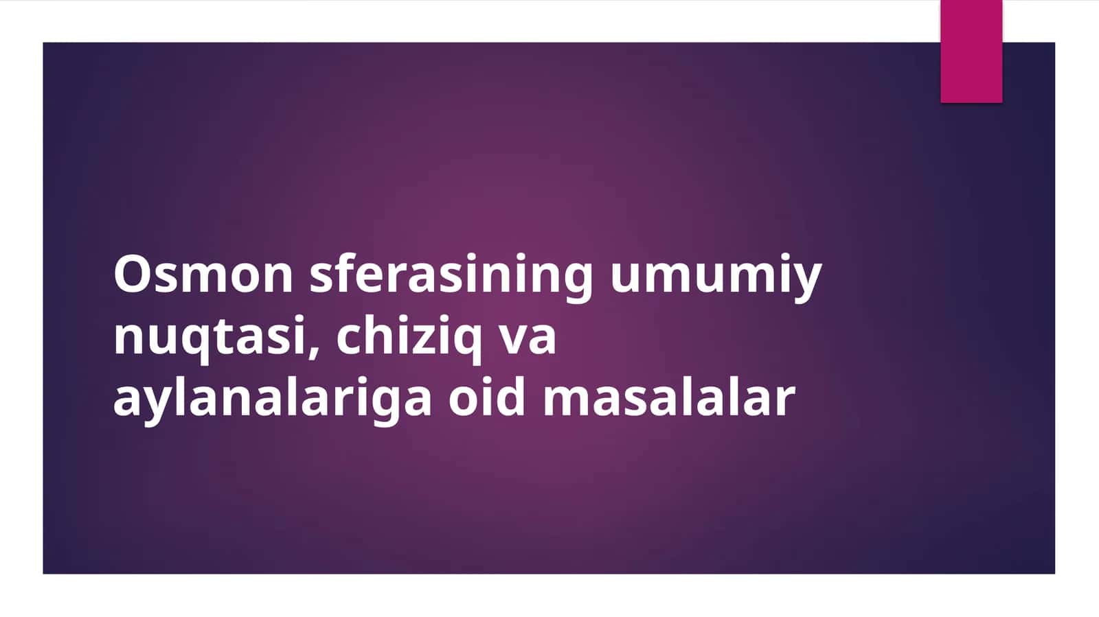 Osmon sferasining asosiy tushunchalari