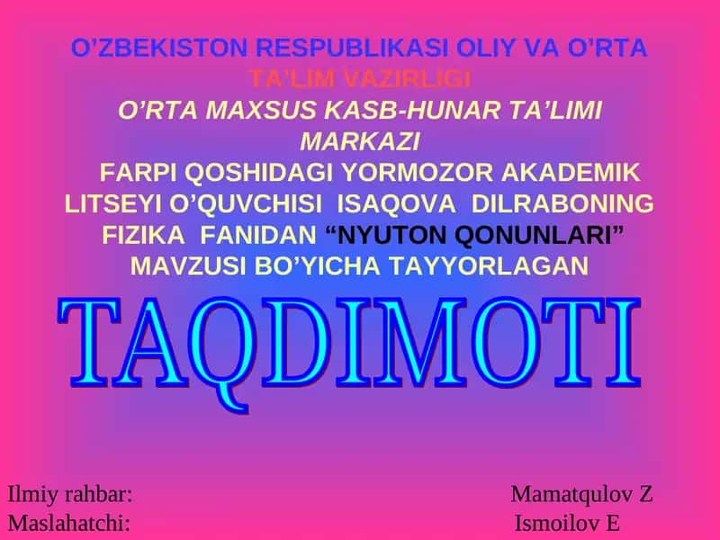 NYUTON QONUNLARI