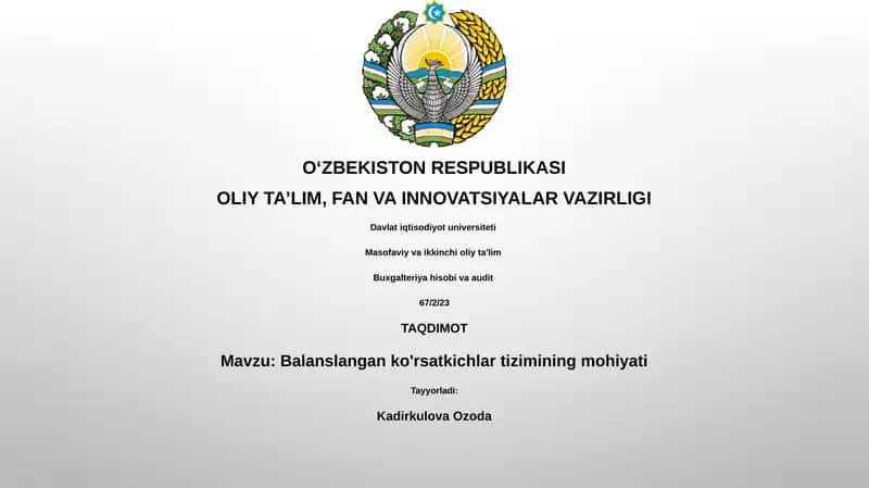 Balanslangan ko'rsatkichlar tizimining mohiyati