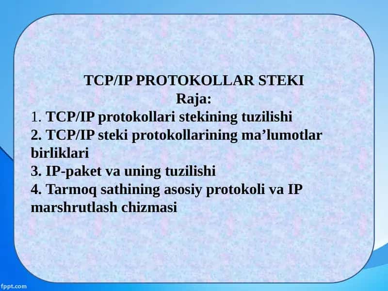 TCP/IP PROTOKOLLARSTEKI