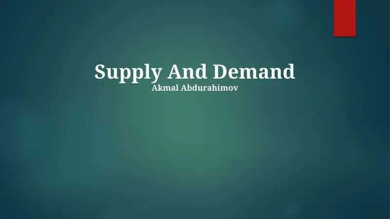 Supply And Demand