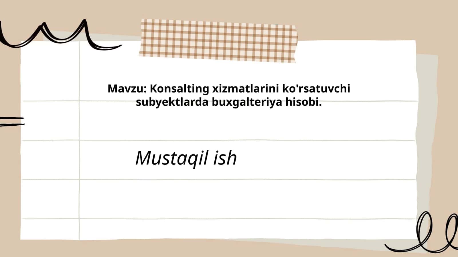 Konsalting xizmatlarini ko'rsatuvchi subyektlarda buxgalteriya hisobi