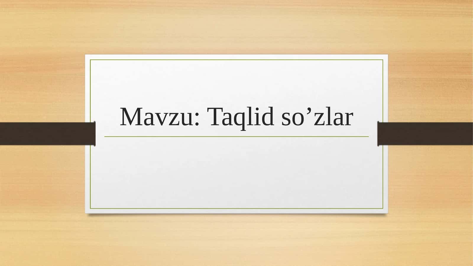 Taqlid so’zlar