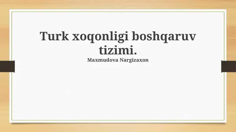 Turk xoqonligi boshqaruv tizimi