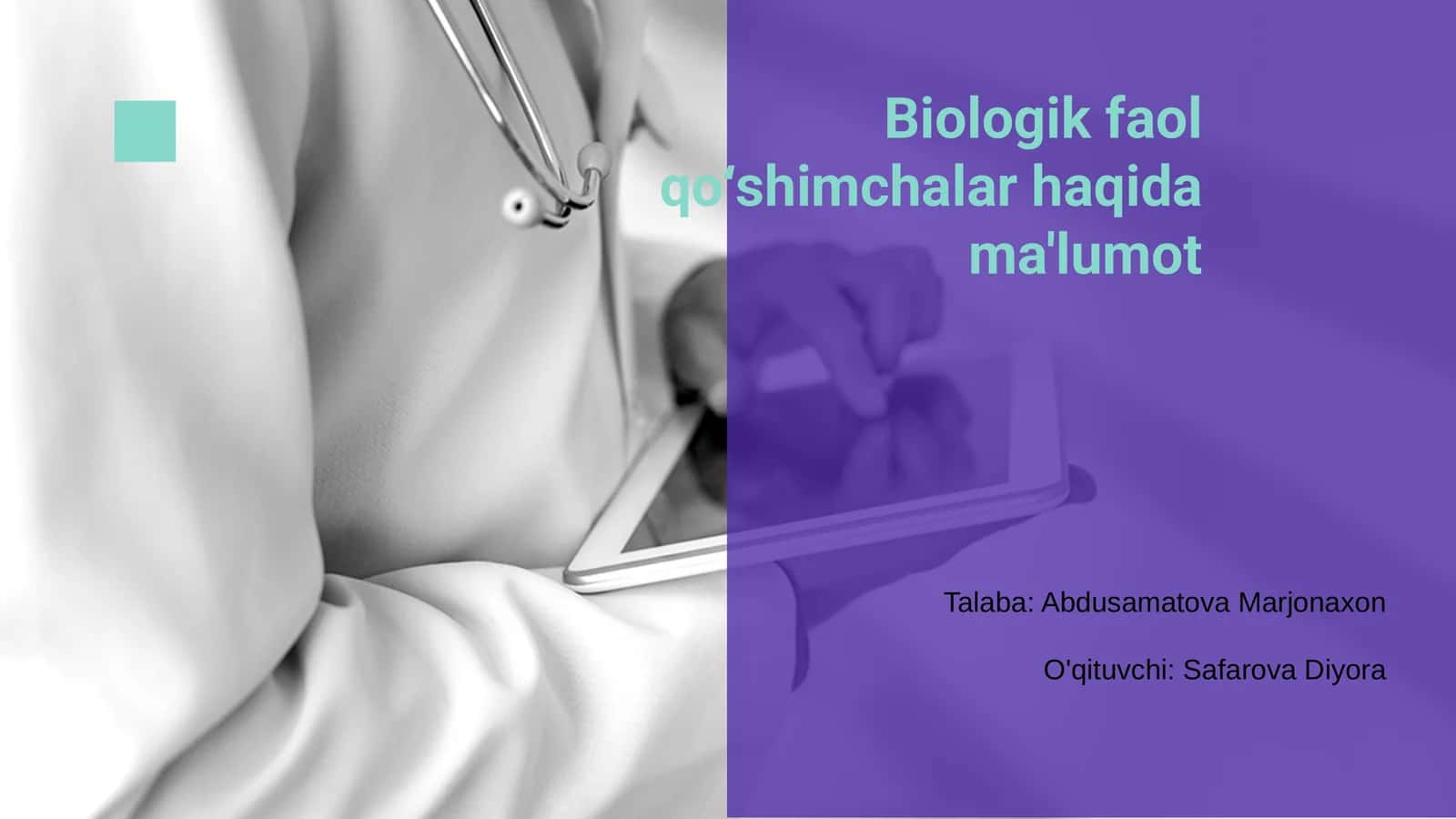 Biologik faol qo‘shimchalar haqida ma'lumot