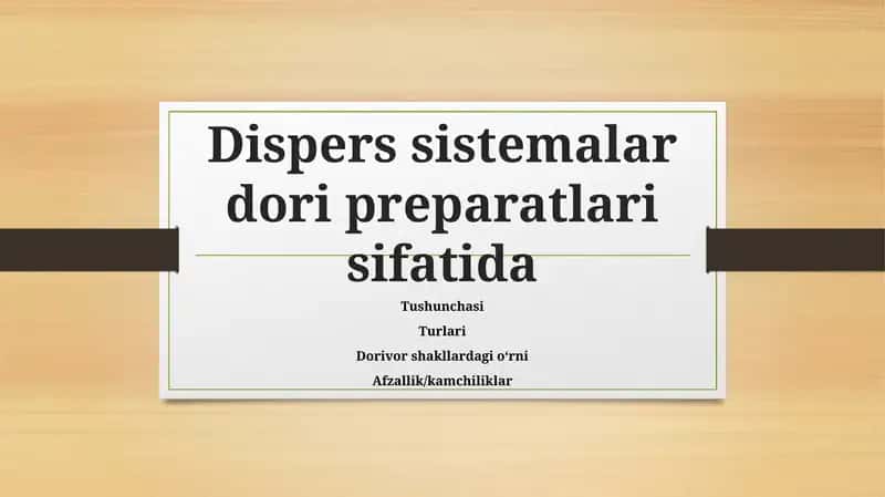 Dispers sistemalar