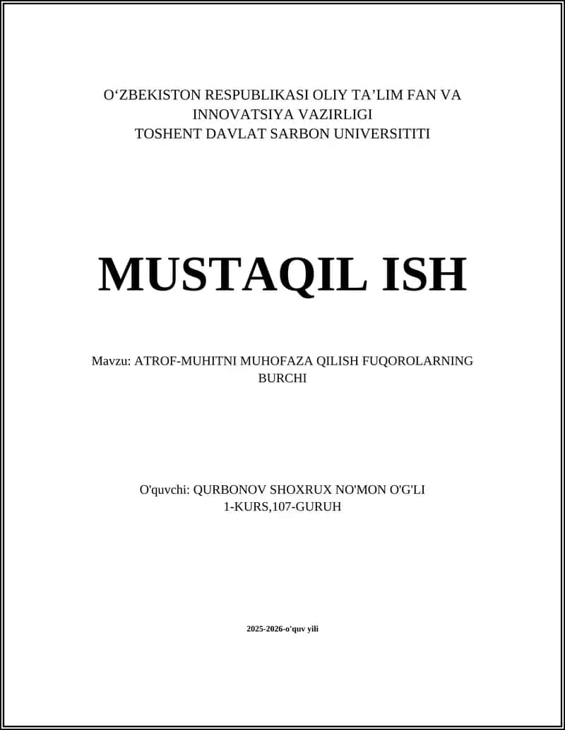 Atrof-muhitni muhofaza qilish fuqorolarning burchi